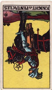 Knight of Pentacles Reversed Tarot Meaning and Interpretation